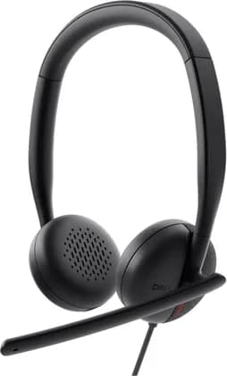 Dell WH3024 Wired On-Ear Headset, 28mm Speaker Size, Passive Noise Cancellation, Uni-Directional, AI Beam Forming, 2m Cable Length, USB Type-C Wired, Black | 520-BBDS
