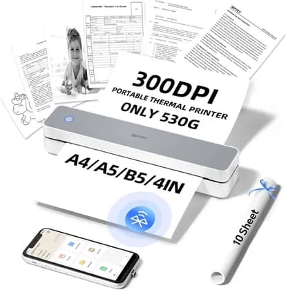 iDPRT MT610 Pro Portable Thermal Printer, 300DPI HD Mobile-Travel-Printers, Inkless-Wireless-Small-Printer, Bluetooth Printers, White | MT610 Pro