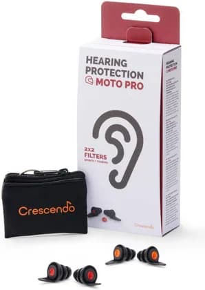 Dynamic Ear Company Crescendo Moto Pro Earplug, SNR 16dB Protection & SNR 24dB Protection, Soft Medical Grade, Fully Washable, Special MESH Filters, Orange/Red | Moto Pro