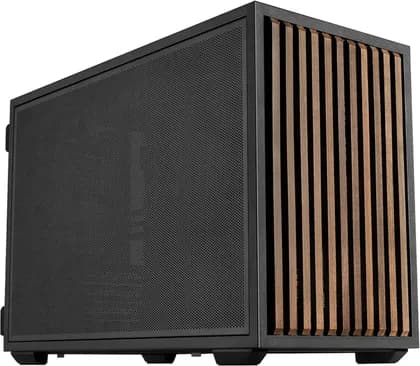 Lian-Li B4-mATX Wood Computer Case, 2x 120mm Pre-installed Fans, Supports 360mm Radiator, 140mm ATX PSU, Steel Wood Material, Magnetic Filter, Black | B4X-WD