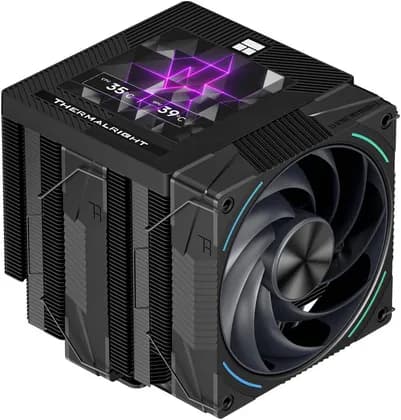 Thermalright Phantom Spirit 120 Vision Evo CPU Air Cooler, 6mm x 7 Heat Pipes, Pure Copper, 3.95" Screen Size, 2150RPM, 36dBa, 92CFM Airflow, S-FDB V2 Bearing, Black | PS-120-VISION