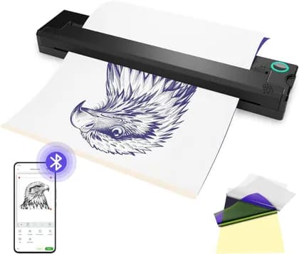 PeriPage P90 Wireless Tattoo Stencil Printer,Thermal Tattoo Machine with Tattoo Stencil Paper,Portable Tattoo Printer Compatible with Phone, Pad & PC, Black | P90