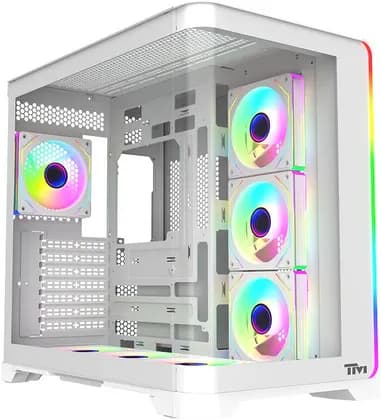 Twisted Minds Flux Mid Tower Gaming Case, ATX PC Case with ARGB Lighting & Advanced Cooling Support, White | TM-FLUX-W
