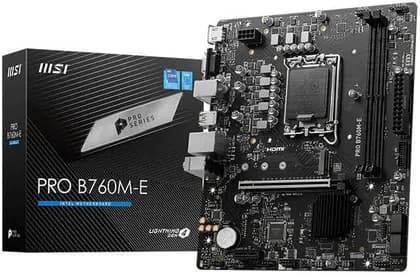 MSI PRO B760M-E LGA 1700 mATX Intel Motherboard, Intel B760 Chipset, 2x DDR5 Slots, 96GB Memory Support, 1x M.2, 4x SATA 6G Storage, 1x PCI-E x16 Slot | 911-7D48-039