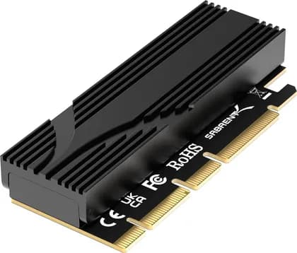 SABRENT M.2 NVMe SSD To PCIe x16 Adapter Card, Tool-Free Installation, PCIe 5.0 x4, Up To 16GBps, Aluminum Heatsink, M.2 2230/2242/2260/2280, Black | EC-TFPE