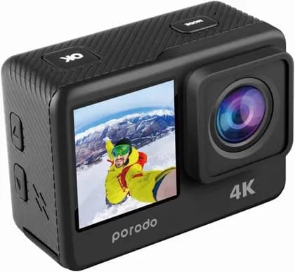Porodo Lifestyle Waterproof 4K Action Camera, 4K UHD Dual Display, Waterproof Case Included, Multiple Shooting Modes, 16MP HD Photos, Battery Capacity 900mAh, Wifi, Black | PD4KACAMBK