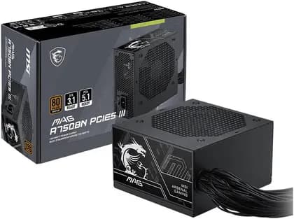 MSI MAG A750BN PCIE5 III ATX Power Supply, 750W, 80 Plus Bronze, Non-Modular, ATX 3.1, PCIe 5.1 12V-2x6 450W, DC-to-DC, 120mm HB Fan, OVP/OCP/SCP/OPP/UVP, Active PFC, Black | 306-7ZPTX18-HD8