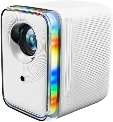 Rock Pow PVO Portable HD LED Projector, Pixel-Level High Brightness & 1080P HD Resolution, 5W Stereo Speakers, Dual-Band WiFi, Bluetooth 5.2, Android 13.0, HDMI/USB Inputs, Remote Control, White | PVO