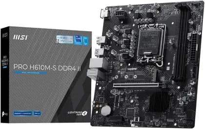 MSI PRO H610M-S DDR4 II LGA 1700 mATX Motherboard, Intel H610 Chipset, 2x DDR4 Slots, Up to 64GB Max Memory, 1x PCI-E x16 Slot, 1x M.2 Slot | 911-7E44-023