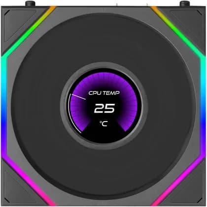 Lian-Li UNI FAN TL LCD FLEX Standard Case Fan, 120mm Fan Size, 1900 RPM Fan Speed, 66 CFM Airflow, Fluid Dynamic Bearing, PBT / PA66 Material, Single Pack, Black | 12TLLCD1F1B