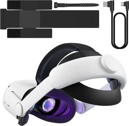 KIWI Design Head Strap with Battery Strap, 52° Adjustable Connector, Enlarged Head Support, Enhanced Comfort & Extending Playtime, Compatible with Quest 2, White | KW-Q31-2.1+Q21-2-AE