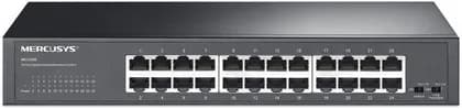 Mercusys MS124GS 24-Port Gigabit Desktop Rackmount Switch, 24x Gigabit RJ45 Ports, 48Gbps Switching Capacity, Isolation Mode, Loop Prevention, 802.1p QoS, Plug & Play, Metal Case | MS124GS