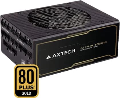 Aztech ALPHA Fully Modular Power Supply, 1000W, 80 Plus Gold Certified, ATX 3.1 Compatible, PCIe 5.1 Ready, 120mm Ultra Quiet Fan, Japanese 105°C Capacitors, Black | AZTA1000M80P