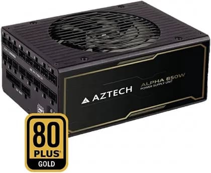 Aztech ALPHA Fully Modular Power Supply, 850W, 80 Plus Gold Certified, ATX 3.1 Compatible, PCIe 5.1 Ready, 120mm Ultra Quiet Fan, Japanese 105°C Capacitors, Black | AZT-A850M80P