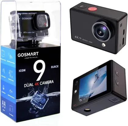 Gosmart Icon 9 Sports Action Camera, 4K Action Camera with 4X Zoom, Wifi Action Camera with 2'' Screen, Electronic Image Stabilization, Waterproof Camera, Black