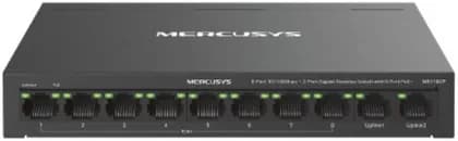 Mercusys MS110CP 10-Port Desktop Switch, 8-Port PoE+, 8x 100Mbps + 2x Gigabit, 65W Power Budget, IEEE 802.3x Flow Control, Extend Mode, Plug & Play, Metal Case | MS110CP