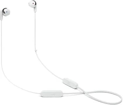 JBL TUNE 215BT Wireless Earbud Headphones with Bluetooth, 12.5mm Drivers, Built-in Mic, 16 Hour Battery Life, Integrated 3-Button Remote, Hands-Free Calls, Tangle-Free Flat Cable, White | JBLT215BTWHT