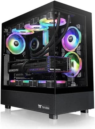 Thermaltake View 270 TG ARGB M-ATX PC Case, Tempered Glass Front and Left Panels, Supports up to 360mm Radiator, 1* CT140 ARGB Preinstalled Fan, USB Type-C x 1, USB 3.0 x 2, Black | CA-1Y7-00M1WN-03