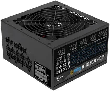 AeroCool Integrator Gold Fully Modular Power Supply, 750W, 80 Plus Gold Certified, ATX 3.1 Compatible, 120mm HDB Fan, Ultra Low Ripple, Compact 140mm Design, Black | ACPG-IM75FKC.31