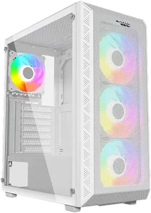 Twisted Minds 03 Apex Mid Tower ATX Gaming PC Case, Mesh Front Panel & Tempered Glass Side Panel,3* 120mm ARGB Fans, Fits up to 420mm Radiator, USB 3.0 USB Type-C +HD, White | TM-GM-I-W