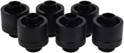 Alphacool Eiszapfen 16/10 Screw On Nozzle G1/4, High Flow Brass Fitting for 16/10 mm Soft Tubing, 6 Pack, Deep Black | 17234