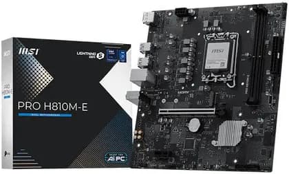 MSI PRO H810M-E LGA1851 mATX Motherboard, Intel H810 Chipset, 2x DDR5 UDIMM Slots, Up to 128GB Max Memory, 1x PCIe x16 Slots, 1x M.2 Slots | 911-7E72-001