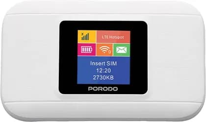 Porodo NEXFI 4G LTE Portable WiFi Router, 3000mAh, Up to 10 Devices, 150Mbps, 10m Distance, Secure Encryption, Micro SIM, White | PDM603