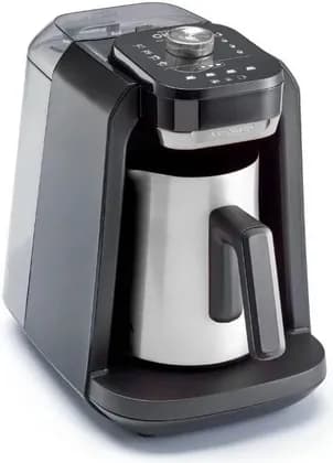 Arzum OKKA Rich Pro Plus Turkish Coffee Maker, Integrated Water Tank, Rich Crema (Foam) Technology, Adjustable Cup Size, Slow Brewing Option, Spill Prevention System, Chrome/Cappuccino | OK0038-0554