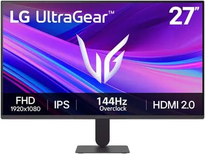 LG UltraGear 27G411A Gaming Monitor, 27" IPS Display, FHD Resolution, 144Hz Refresh Rate, 5ms (GtG @ Faster) Response Time, AMD FreeSync Premium Pro & NVIDIA G-Sync, Black | 27G411A-B.AMA