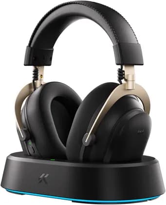 MCHOSE V9 Turbo Magnetic Wireless Gaming Headset, 2.4GHz, BT, 53mm Drivers, Magnetic Earcups, Dual-Mode ANC, 6-Mic Array, 72Hrs Battery, USB-C, Low Latency, M HUB, Black Gold | HW-V9-10