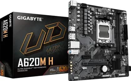 GIGABYTE A620M H Micro ATX Motherboard, AMD A620A Chipset, 2x DDR5 DIMM Slots, 128GB Max Memory, 1x PCIe 4.0 x16 Slot, 1x M.2 PCIe 3.0 Slot | 9MA62MH-00-G22