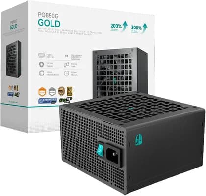 DeepCool PQ750G Fully Modular Power Supply, 750W Power, 80 PLUS Gold Efficiency, Fluid Dynamic Bearing Fan, Full Japanese Electrolytic Capacitors, ATX12V V3.1 Type, Black | R-PQ750G-FD1B-JGUK-V1