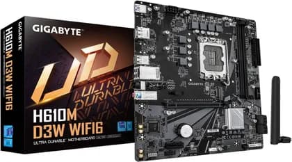 GIGABYTE H610M D3W WIFI6 LGA 1700 Micro ATX Motherboard, Intel H610 Chipset, 2x DDR5 DIMM Slots, 128GB Max Memory, 1x PCIe 4.0 x16 Slot, 1x M.2 PCIe 3.0 Slot | H610M-D3W-WIFI6
