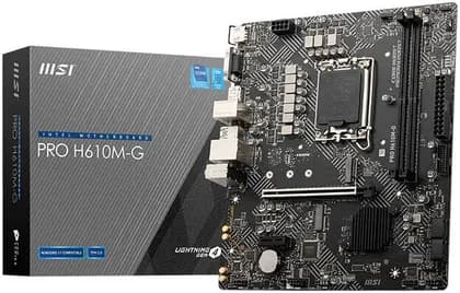 MSI PRO H610M-G LGA 1700 Micro ATX Motherboard, Intel H610 Chipset, 2x DDR5 DIMM Slots, 96GB Max Memory, 1x PCI-E x16 Slot, 1x M.2 Slot, 4x SATA 6G Slots | 911-7D46-234
