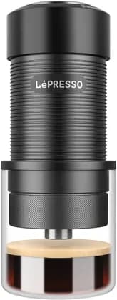 Lepresso Hand Press Espresso Maker, 9 Bar Portable Manual Coffee Machine, 304 Stainless Steel & Aluminum Alloy, 80mL Tank, 15-18g Capacity, 51mm Portafilter, Black | LPRJPCMBK