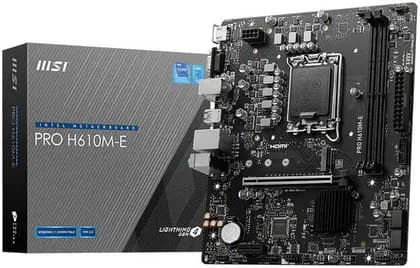 MSI PRO H610M-E LGA 1700 Micro ATX Motherboard, Intel H610 Chipset, 2x DDR5 DIMM Slots, 96GB Max Memory, 1x PCIe 4.0 x16, 1x M.2 Slot, 4x SATA 6G Slots | 911-7D48-075