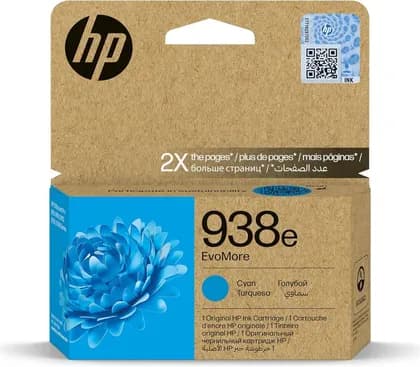 HP 938e EvoMore Cyan Original Ink Cartridge 4S6X9PE Works With HP Officejet Pro 9720, 9730, 9120, 9120b, 9110b, 9130, 9130b
