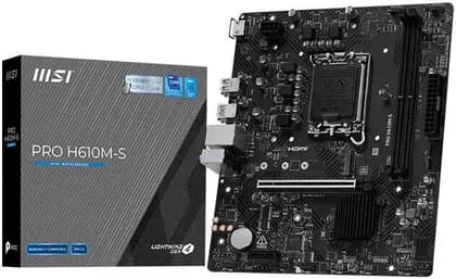 MSI PRO H610M-S LGA 1700 Micro-ATX Motherboardm, Intel H610 Chipset, 2x DDR5 UDIMM Slots, 128GB Max Memory, 1x PCI-E x16, 1x M.2 Slot, 2x SATA 6G Slots | 911-7E44-019