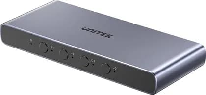UNITEK 4K HDMI/USB-C Switch 4-in-1 Out, Connect 4 Devices to 1 Display, UHD 4K@60Hz, HDR10/Dolby Vision, VRR, FreeSync, EDID Memory, LED Indicators, Space Grey | V1313AGY01