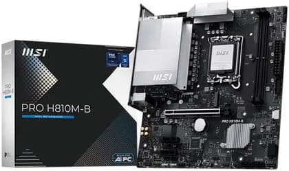 MSI PRO H810M-B m-ATX LGA 1851 Intel Motherboard, Intel H810 Chipset, 2x DDR5 UDIMM Slots, 128GB Max Memory, 1x PCI-E x16 Slot, Lightning Gen 4 x4 M.2 | H810M-B