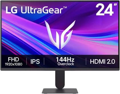 LG UltraGear 24G411A Gaming Monitor, 24" IPS Display, FHD Resolution, 144Hz Refresh Rate, 5ms (GtG @ Faster) Response Time, AMD FreeSync Premium Pro & NVIDIA G-Sync, Black | 24G411A-B