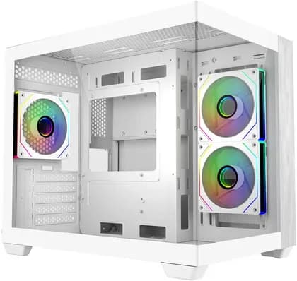 Cooler Master Elite 481 Wood Micro ATX Mini Tower Case, 3x 120mm Pre-installed Fans, 360mm Radiator Support, 5 Expansion Slots, Tempered Glass + Wood Material, White | E481-WHNN-S00
