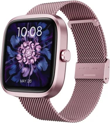 Porodo Skwer Smart Watch, 1.72 Inch HD Display Smartwatch, Heart Rate Sleep Stress Monitor, IP68 Waterproof Smart Watch, Voice Assistant GPS Log Tracking, Pink | PDSWT71PK
