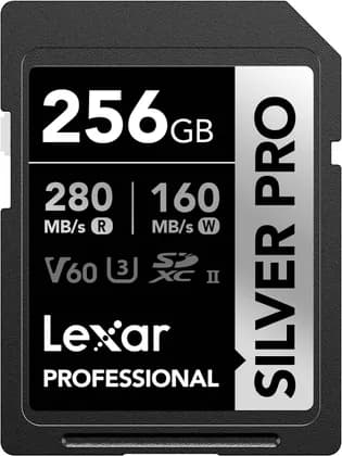Lexar Professional Silver PRO SDXC UHS-II Card Memory Card, 256GB Capacity, C10 U3 V60 Speed Class, Full-HD And 4K Video, Up To 280MB/s Read, Up To 160MB/s Write | LSDSIPR256G-BNNNU