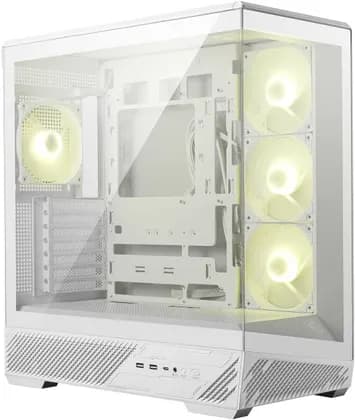 MSI MAG PANO 130R PZ Mid-Tower PC Case, ATX/mATX, Back-Connect MB Support, 270° Panoramic TG, 10x Fan Support, 360mm AIO, USB-C 20Gbps, White | 306-7G32W21-HH9
