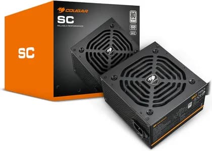 Cougar SC 650 Power Supply, 650W Power, 80 PLUS Standard Efficiency, DC-DC Technology, High Amperage Single +12v Rail, Silent Hydraulic Bearing Fan, Full Protections, Black | 31SA065003P01