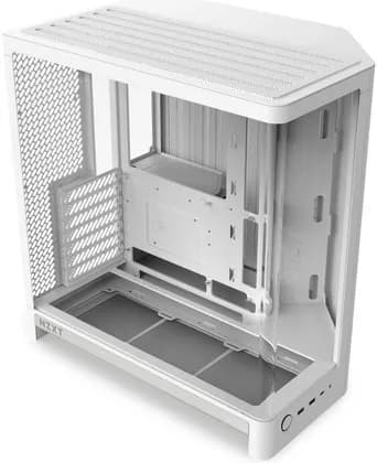 NZXT H6 Compact Dual-Chamber ATX Mid-Tower PC Case, 55L, 360mm AIO, 10x 120mm Fans, 390mm GPU, Mesh Panels, GPU Anti-Sag, BTF Ready, 2x USB-A, 1x USB-C, No Fans, White | CC-H62FW-01