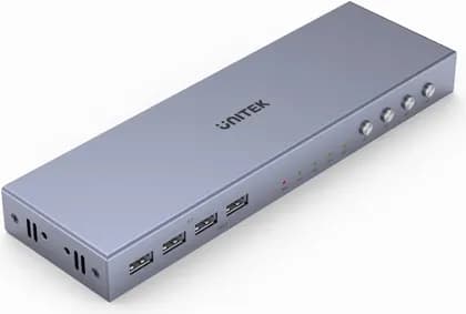Unitek HDMI KVM Switch 4 In 1 Out, Metal, Up to 4K@60Hz UHD Resolution, EDID Signal Transmission, Switch Buttons and Hotkeys, Intelligent ESD Protection, Space Gray | V306A