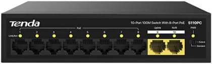 Tenda S110PC 8-Port 10/100/1000Mbps Gigabit Ethernet Desktop Switch with Metal Case and Plug-and-Play Design, Maximum Output Power 75W | S110PC