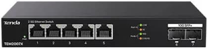 Tenda TEM2007X, 7-Port Multi-Gigabit Ethernet Switch with 5x 2.5GbE RJ45 Ports and 2x 10GbE SFP+ Ports, Metal Case, Desktop & Wall-Mountable | TEM2007X